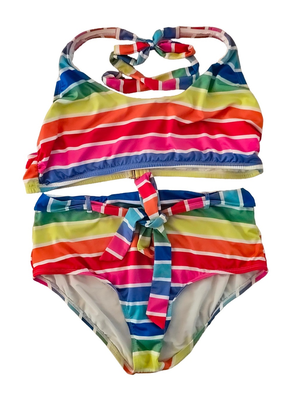 Modcloth Rainbow Stripe Two-Piece Swim Set - Multicolor